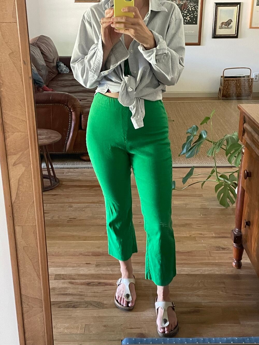 Ann Mashburn Linen Pull on Pants Green Size Small